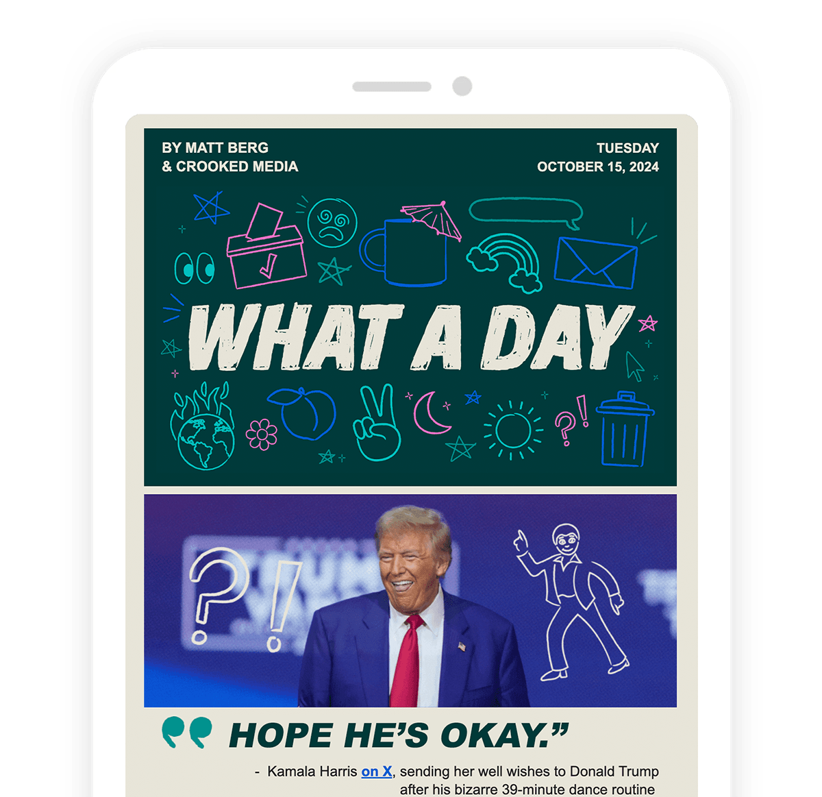 Screenshot of the What A Day email